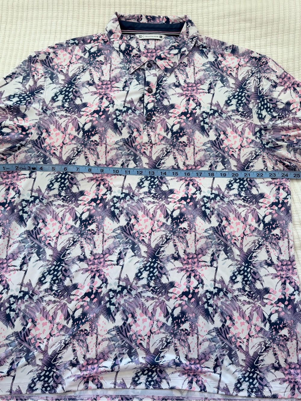 7 Diamonds Floral Print Lightweight Polo Golf Shirt Men’s Size XL - Picture 8 of 9